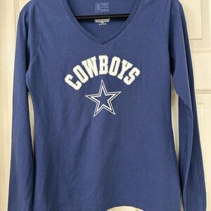 Cowboys Long Sleeve Navy Silver Star Tee Top by Pro Line Fanatics size Small